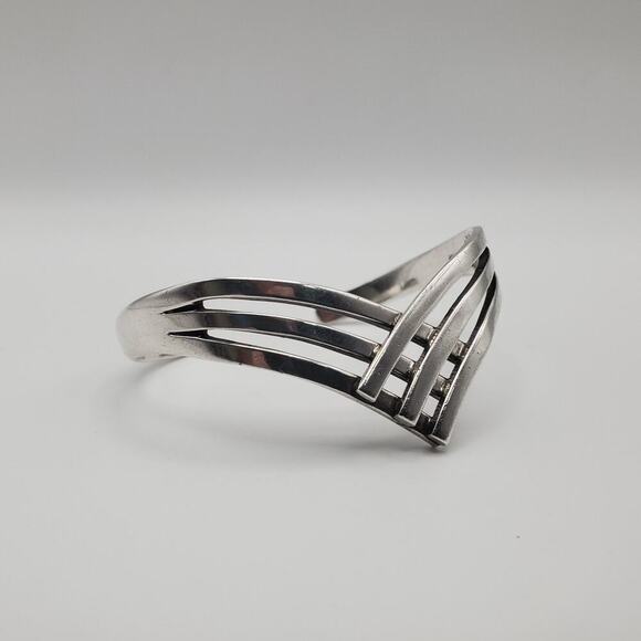 Vintage Taxco Sterling Silver 925 Cuff Bracelet Signed Made In Mexico - Picture 1 of 10